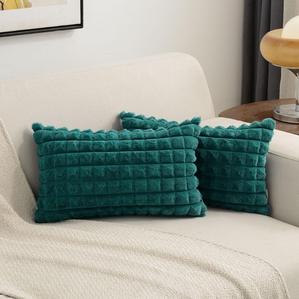 6892 Teal Decorative Throw Pillow Covers 12x20 Inch Set of 2, Rectangle